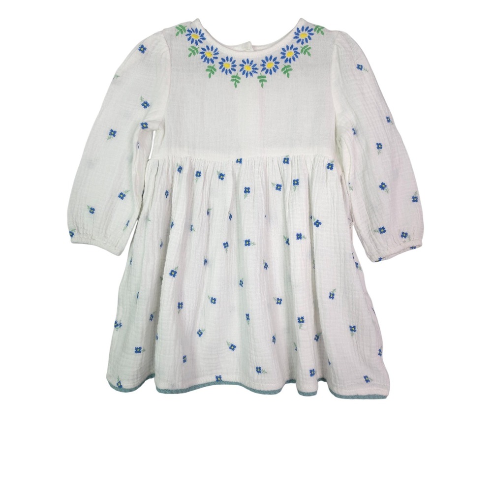 Stella McCartney Tiny Flowers Gauze Dress Girls 12M White Cotton Embroidered NWT